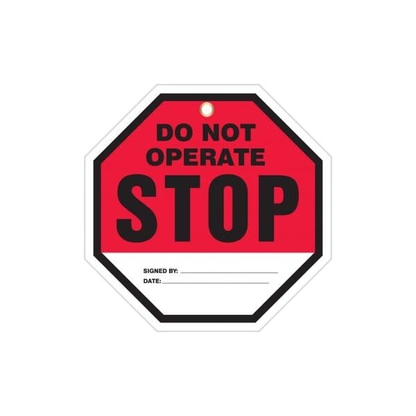 Accuform Octo-Tags, STOP DO NOT OPERATE, 8inx 8in, PF-Cardstock, 5PK TAP844CTM - main